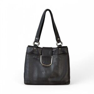 Vintage Perlina New York Dark Brown Leather Shoulder Bag |Classic Everyday Purse